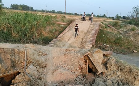 सीतामढ़ी :- रातों नदी पर बने डायवर्सन पुल भारी वाहन के गुजरने से ध्वस्त किया