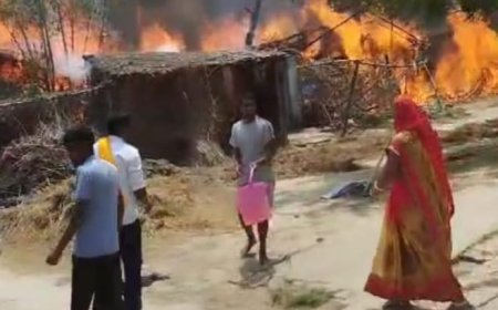 सीतामढ़ी :- अचानक आग लगने से छः परिवार का उजड़ा आशियाना
