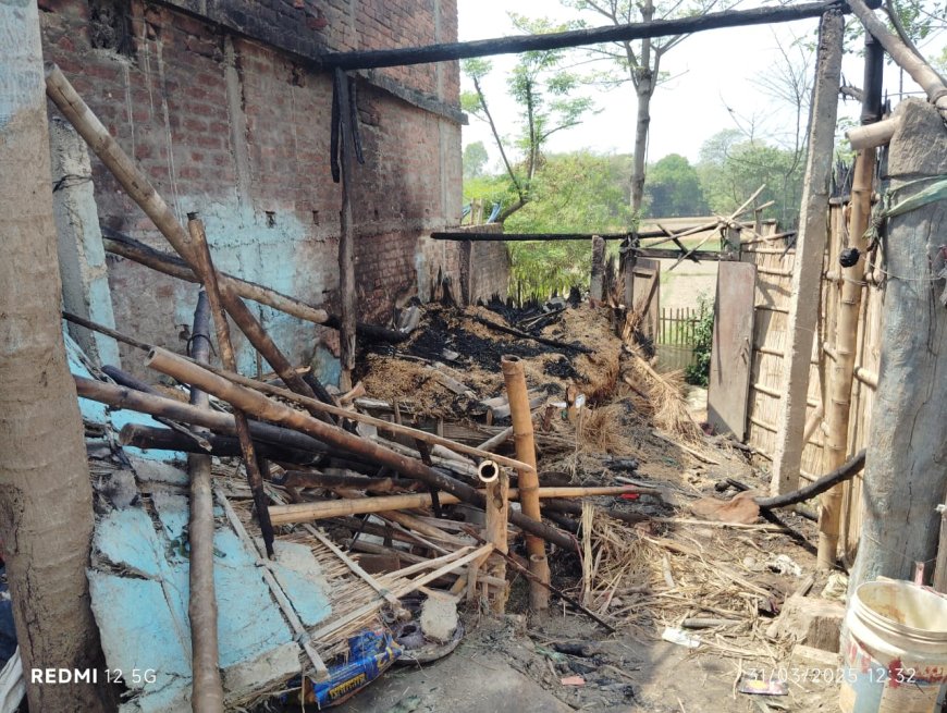 सीतामढ़ी :- रघुनाथपुर में लगी आग में भारी क्षति लाखो की संपत्ति रख, मवेशी झुलसी