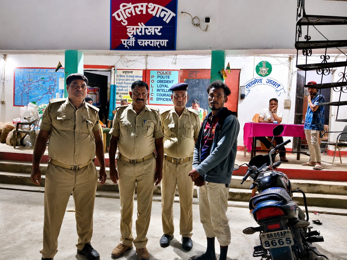घोड़ासहन पुलिस ने वाहन जाँच के क्रम में चकिया से चोरी बाइक के साथ सिम्रौनगढ़ के व्यक्ति को किया गिरफ्तार 
