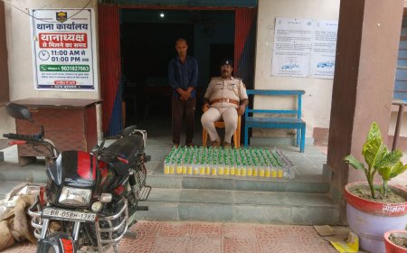 घोड़ासहन : 323 बोतल नेपाली शराब के साथ तस्कर गिरफ्तार, बाइक जब्त