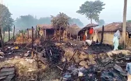 सीतामढ़ी :- गैस सिलेंडर से चार घरों में लगी आग, लाखों की संपत्ति राख